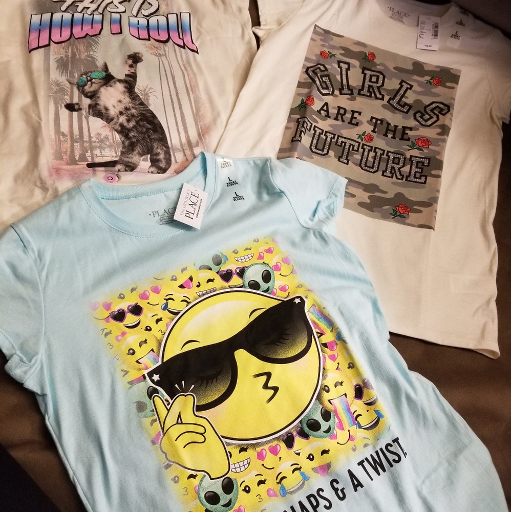 NWT Children's Place lot of 3 girls tees L(10/12)